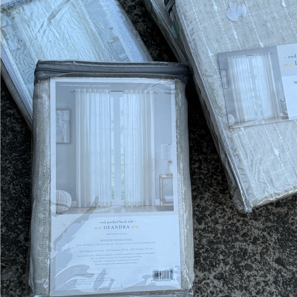 Deandra panel SEMI SHEER Curtains- oatmeal natural 5 packs-Each pk has pair NEW